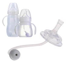 Мягкая Детская Бутылочка с соломинкой, сменный силиконовый аксессуар для кормления с широким горлышком