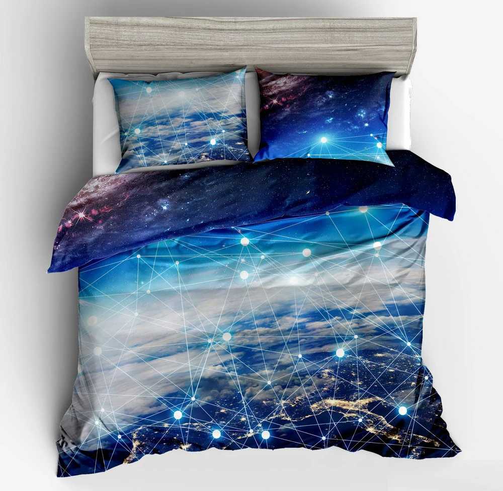 

Dropshipping Bedding set 2/3pcs Twin Full Queen King size bed Duvet cover set for girls and Boy gife Earth Sky