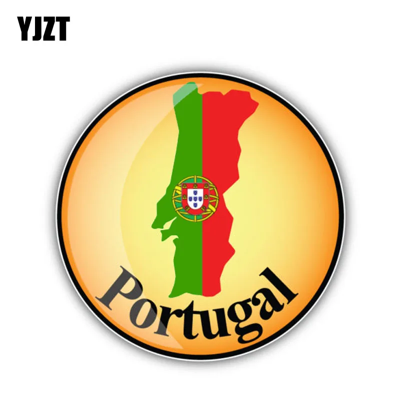 

YJZT 12.7CM*12.7CM Portugal Map Flag Car Sticker Round Decal Car Styling 6-1337