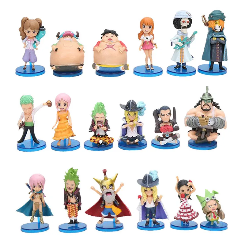

Anime One Piece WCF Figure Q Version Luffy Zoro Nami Chopper Brook Pedro Bartolomeo PVC Action Figure Collectible Toy 6-8cm