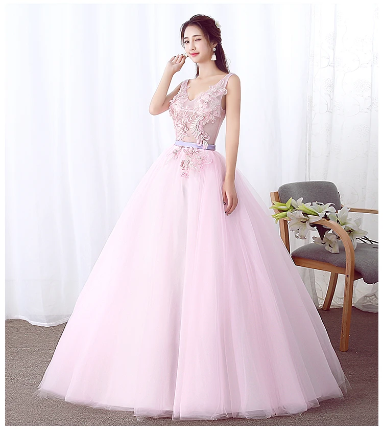 vintage prom dresses New Pink illusion sweat lady girl women princess bridesmaid banquet party ball dress gown light blue prom dresses