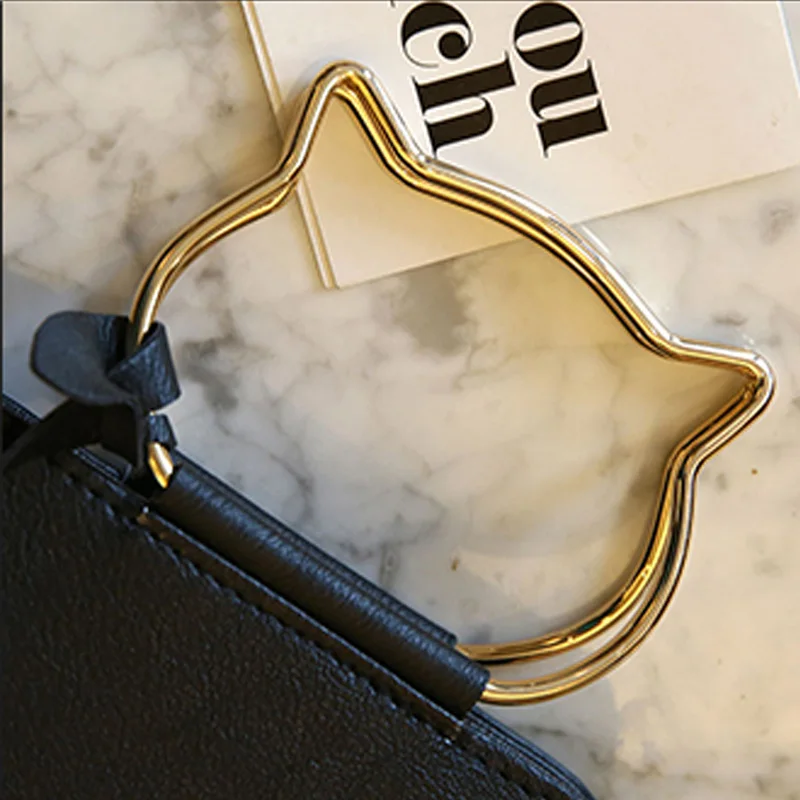 Women Handbag Cat Pattern PU Leather Female Single Shoulder Bags Cute Kitty Black Messenger Bag Ladies Fashion Tote Bolsa SS0347 (8)
