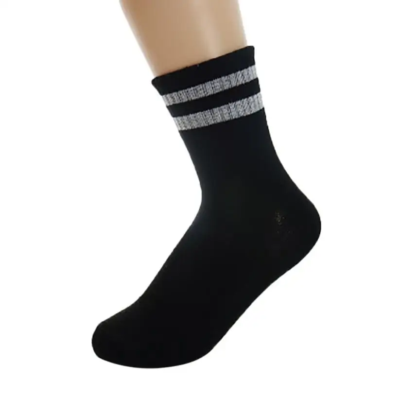 Лидер продаж, весенне-летние женские носки с милыми полосками и звездами, удобные носки нежных цветов, Хлопковые женские носки, meias feminino - Цвет: Black