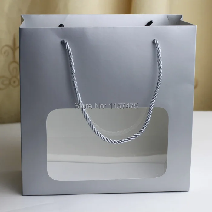HI9152 Unique Silver Gift Bag with A Window Designin Gift Bags