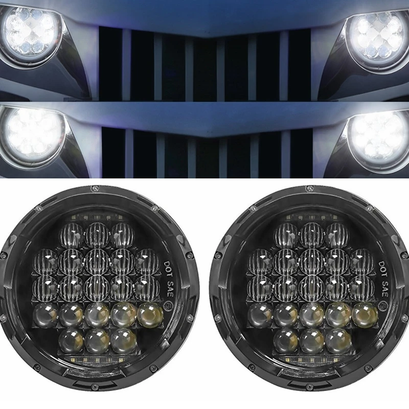 7 Headlight - 5D 105W Round Black Motorcycle High Low Beam Projector LED DRL Headlamp for Harley Jeep Wrangler headlightS