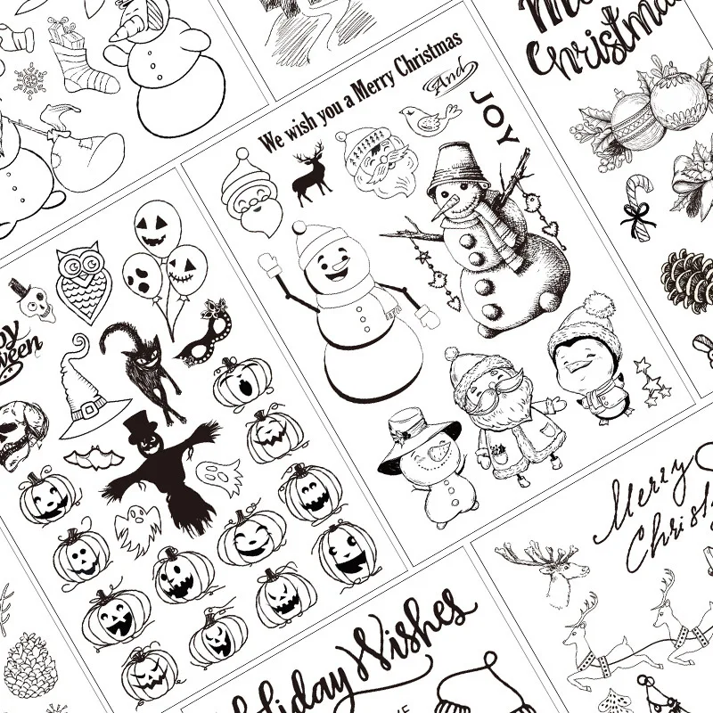 

Cartoon Christmas Clear Stamps For Scrapbooking Stempel Halloween Stamps and Dies Home Decoration Kids Gift 635