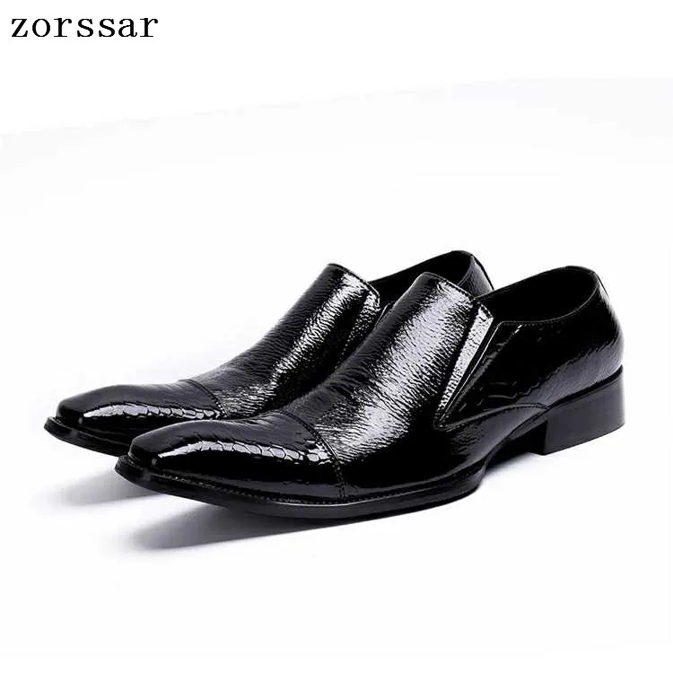 

{Zorssar} 2019 Men Shoes luxury Brand Genuine Leather Casual Dress Wedding Shoes Men leather shoes Moccasins for Men Flats
