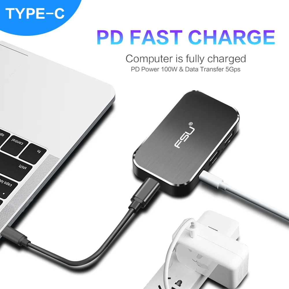 Thunderbolt 3 type-c концентратор адаптер 4 к 1080 P USB c к HDMI TYPE-C к USB разъему с быстрой зарядкой для Macbook matebook ноутбуки