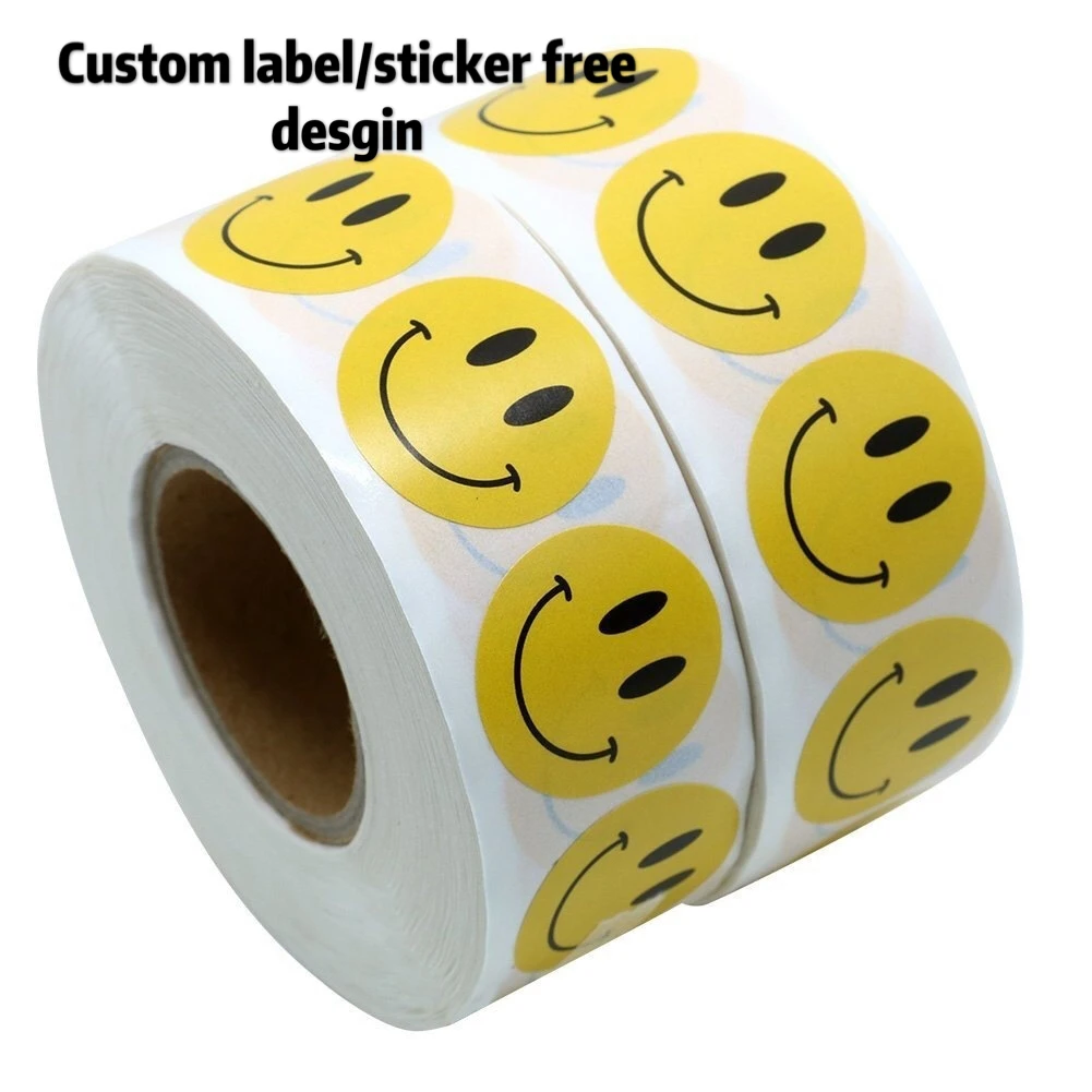 

500pcs/roll Smile Round Stickers DIY Cake Biscuit Baking Sealing Labels Gift Box Adhesive Sticker Scrapbooking Kawaii Stationery