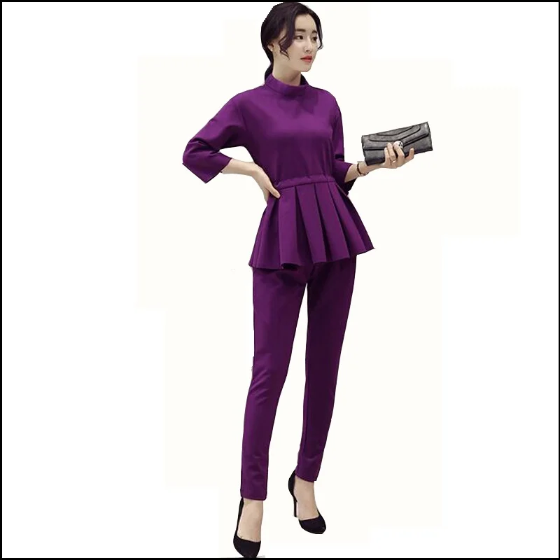 Women Casual Pant Suits 2016 Spring Brand New Ladies Half Sleeve Elegant 2 Piece Set Women