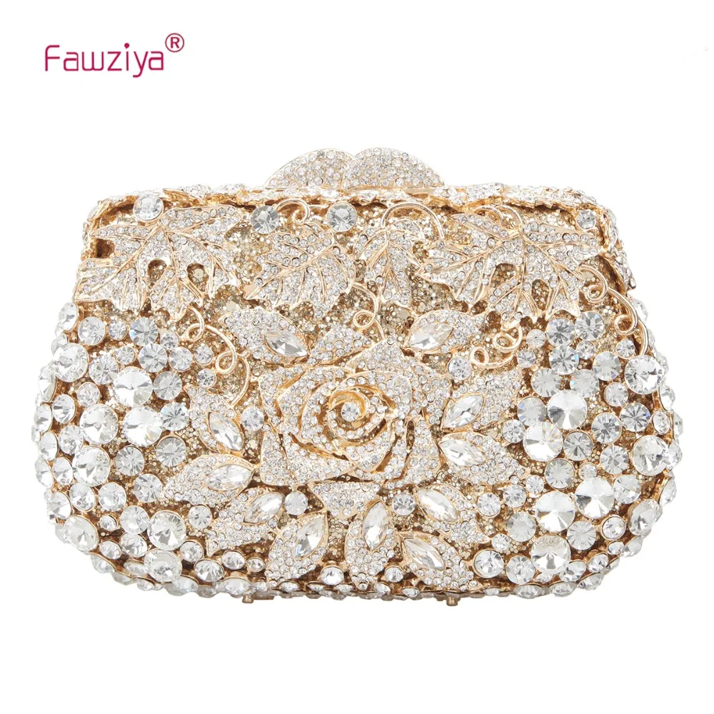 

Fawziya Rose Metallic Clutch Purses And Handbags For Womens Evening Bags