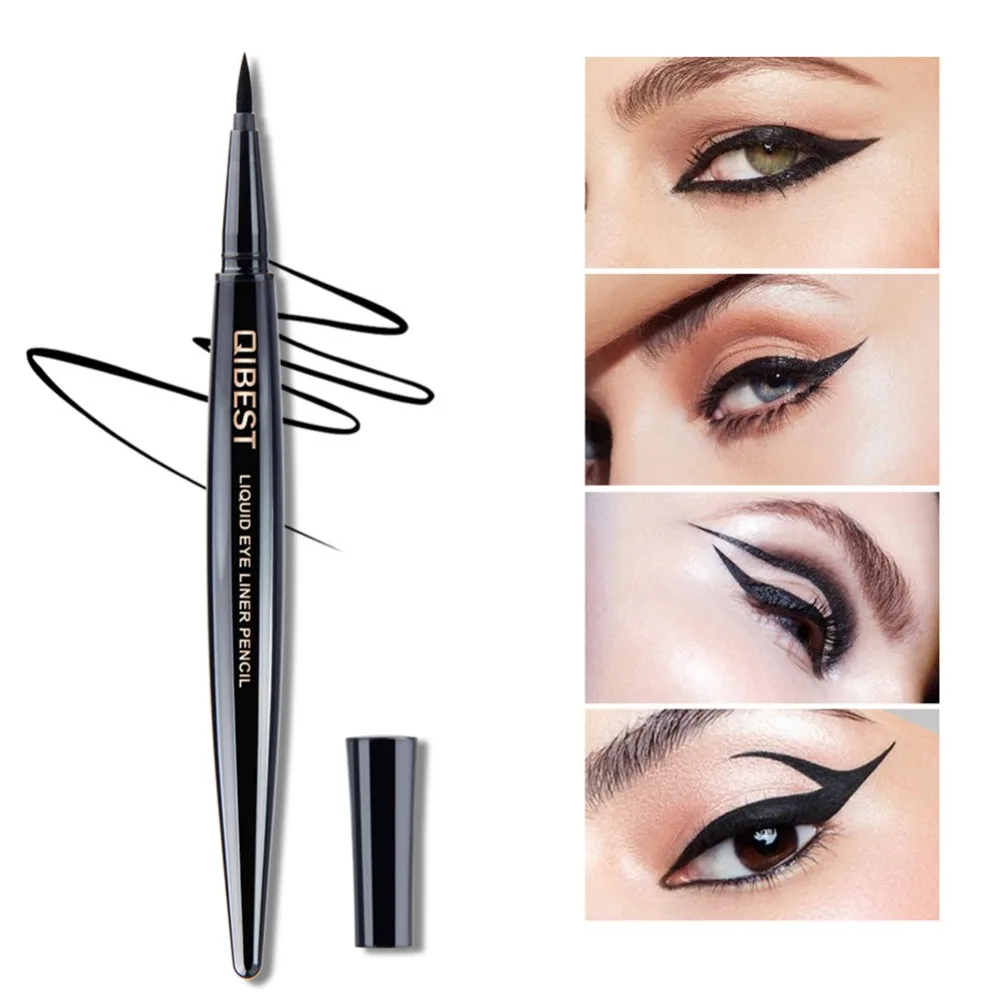 Qibest Black Liquid Eyeliner Pencil Waterproof Eye Liner Long Lasting