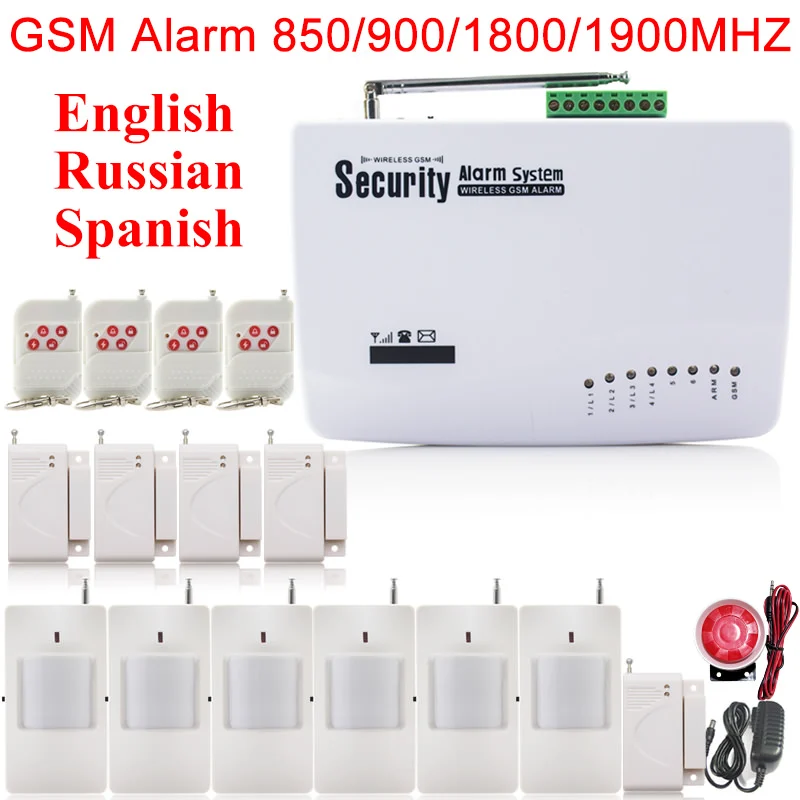 GSM01 Wireless wired Phone SIM GSM Home Burglar Security GSM Alarm System English Russian Spansih Voice