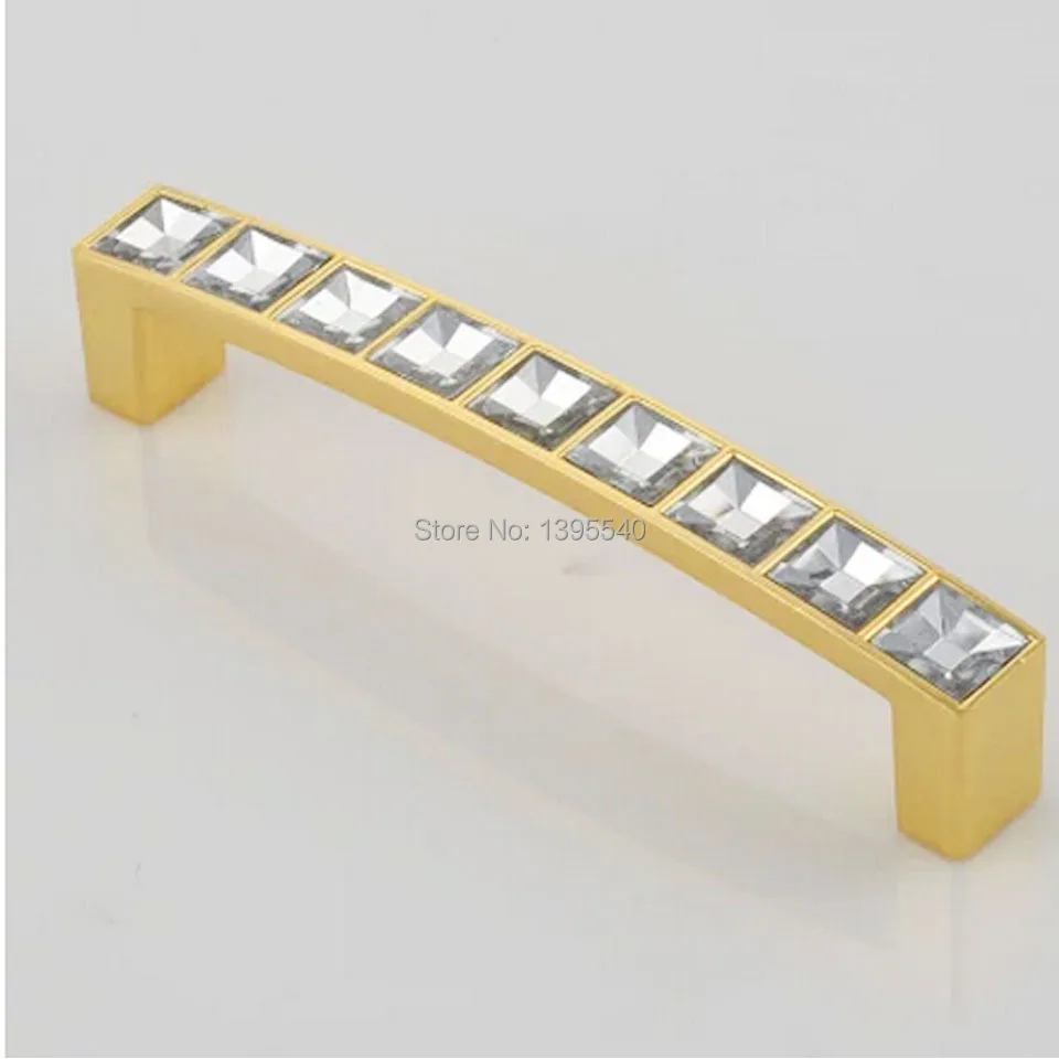 New 10pcs 96mm Square Crystal Kitchen Knobs Diamond Drawer