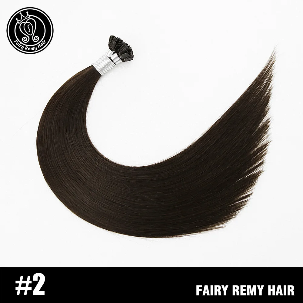 Феи remy волосы 0,8 г/локон 1" Remy плоский кончик кератиновые человеческие волосы расширение европейские натуральные волосы на капсуле fusion волосы 50 s/pac - Цвет: #2