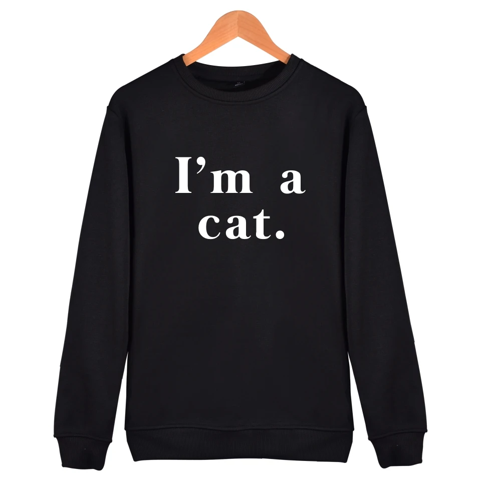Толстовка с принтом kpop I'm a cat мужские и женские зимние толстовки без капюшона