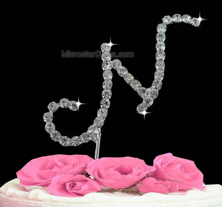 -N-Cake-Topper-Wedding-Cakes-Topper-N-Letter-Crystal-Rhinestone-Monogram-Personalized-acrylic-Anniversary-Decoration