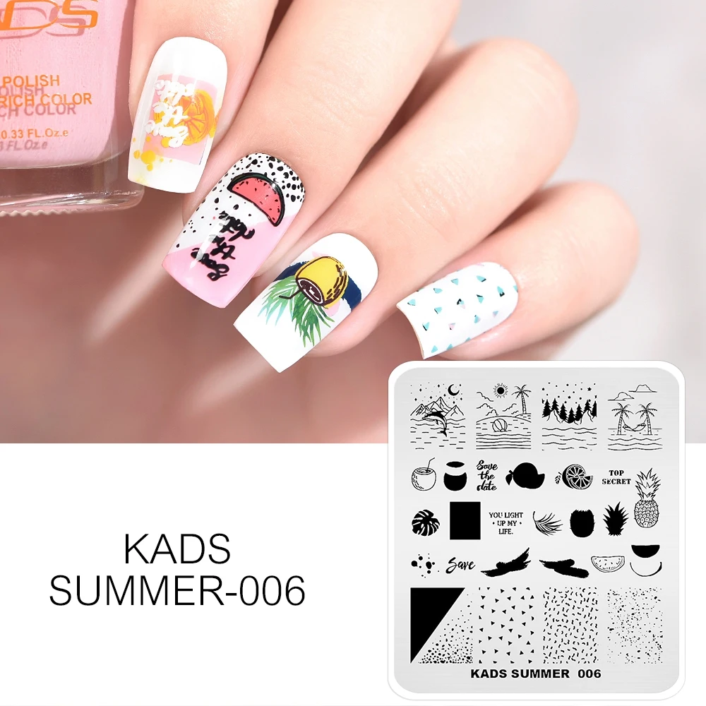 

KADS Nail Template Summer Series Image Nail Stamping Plates Stencils for Nails Manicure Nail Plates Original Design for Print