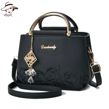

SHYOJO Embroidery Handbag Top Handle Totes Women Floral Black Small Fashion Purse Lady Party Messenger Crossbody Shoulder Bags