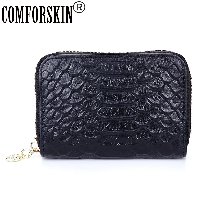 

2017 New Arrival Brand Crocodile Pattern Designer ID Card Wallets Genuine Leather Zipper Stretchable Unisex Credit Card Holders