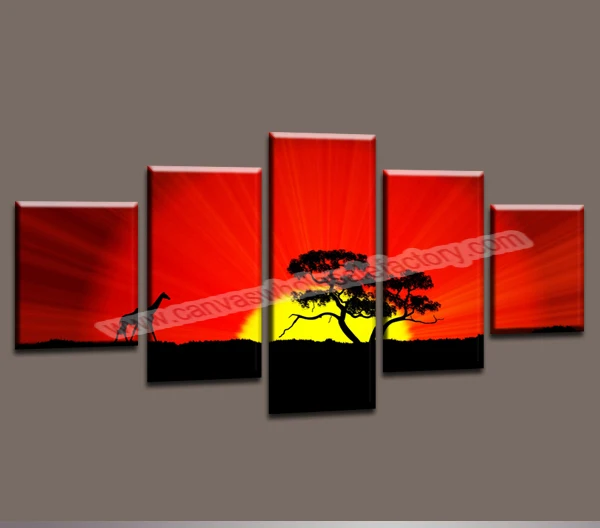 Modern Wall Decor Canvas 5 Piece Wall Art of African Landscape Canvas