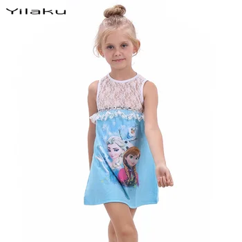 

Yilaku Brand Girls Princess Dress Summer Sleeveless Girl Lace Tutu Dresses Kids Elza Cartoon Sundress for Girls CA022