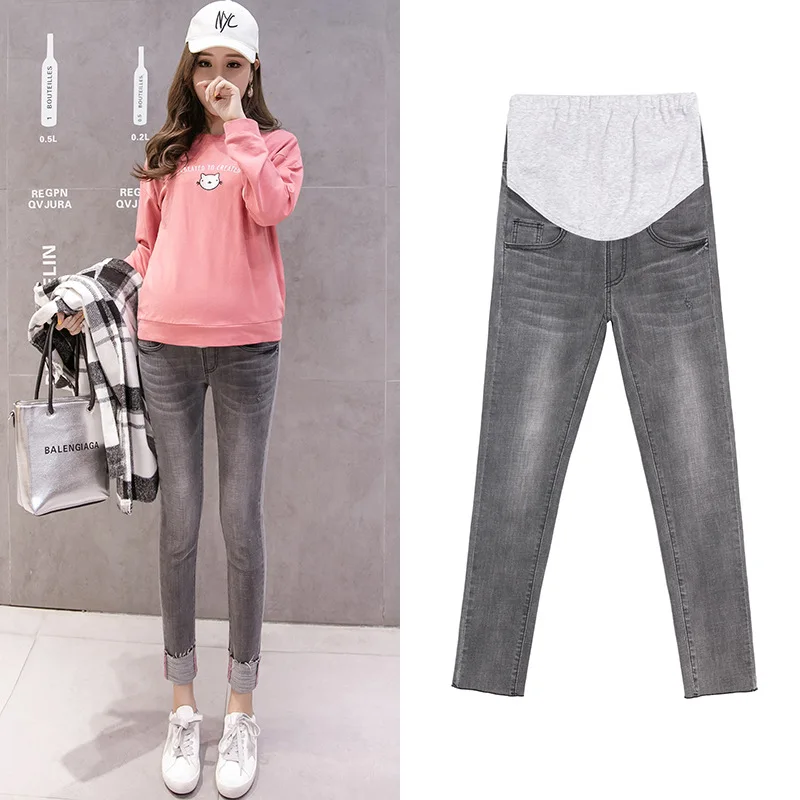

Stretch Ninth Pants Maternity Jeans Clothes For Pregnant Women Clothes Skinny Denim High waist Jeans Pregnancy Pant Summer 2019