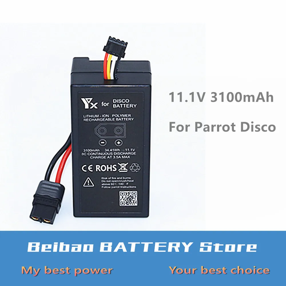 $34.09 Upgrade 111v 3100mah 3441Wh Lipo rechargeable Battery For Parrot Disco FPV Drone high quality ba
