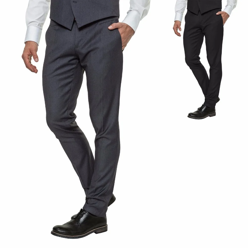 Индивидуальный заказ стиль мужской костюм брюки элегантные Бизнес работы черный серый костюм для жениха брюки