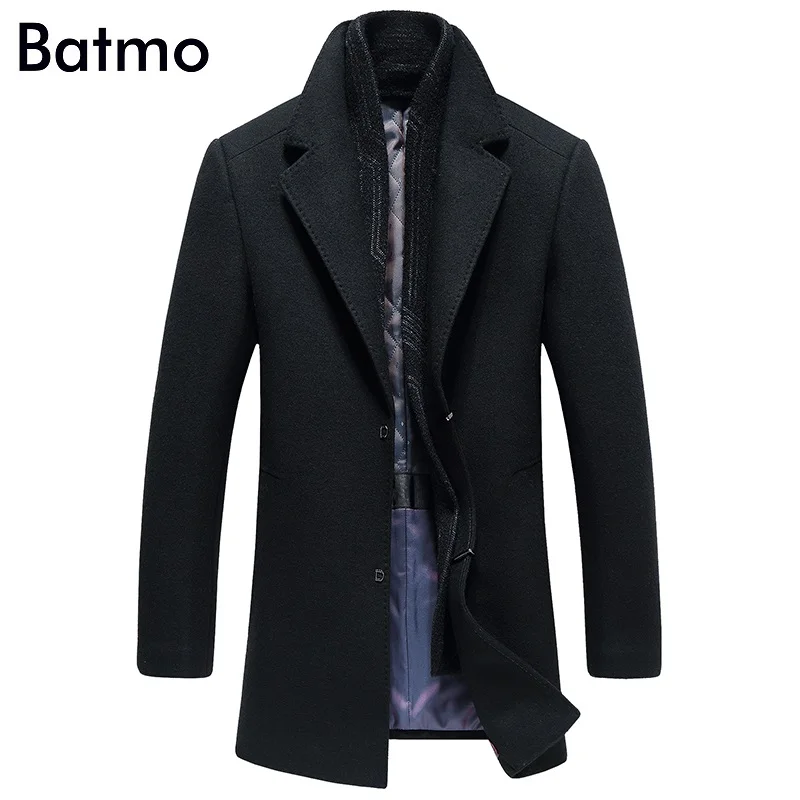 Batmo, Новое поступление, зимнее шерстяное плотное однобортное серое мужское пальто, зимняя мужская куртка, 8717
