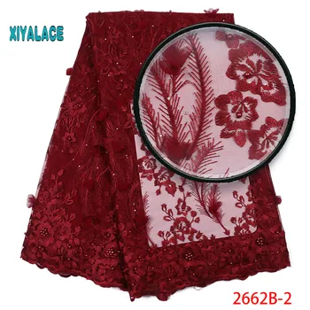 

2019 New style French net lace fabric 3D flower African tulle mesh lace fabric high quality lace nigerian lace fabric YA2662B-2