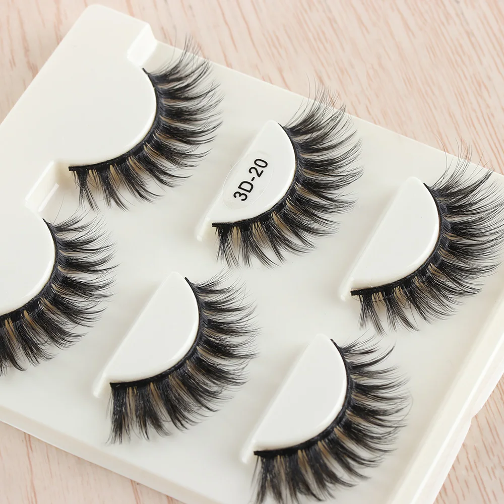 

3 Pairs Handmade 3D Mink Hair Eyelashes Beauty Thick Long False Mink Eyelashes Extension Wispy Flutter Makeup Tools