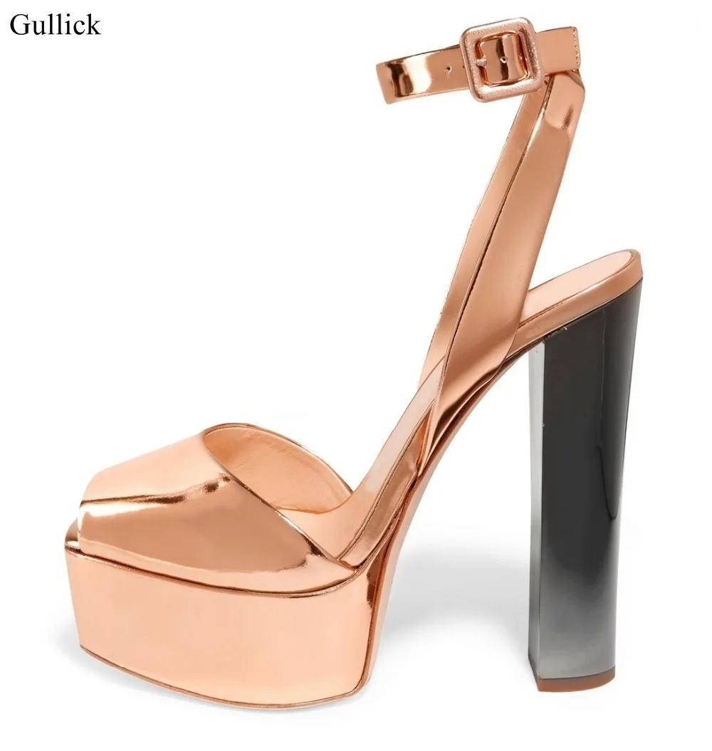 rose gold chunky heel shoes