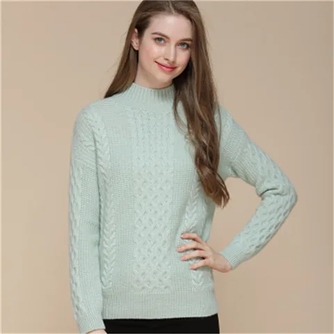 light blue Высококачественный коза, кашемир Oneck толстый вязаный женский модный тонкий пуловер свитер белый 7 цветов S-2XL - Цвет: light blue