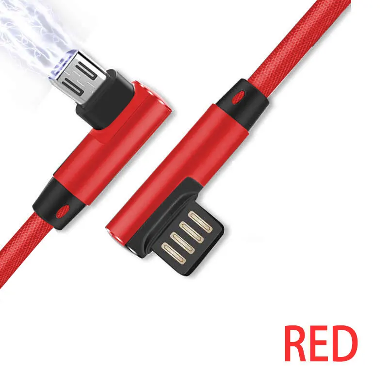 3A usb type C mi cro 90 градусов кабель для samsung Galaxy S10 S9 Plus HuaWei Xiaomi mi 8 6 type C 3 USB C кабель передачи данных для быстрой зарядки - Цвет: For Micro Red