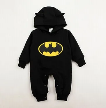 Pudcoco, зимние носки для новорожденных для маленьких мальчиков Свитера для девочек Худи с Бэтменом комбинезон серого или черного цветов с капюшоном теплая осенняя одежда на возраст от 0 до 24 месяцев SS - Цвет: Черный