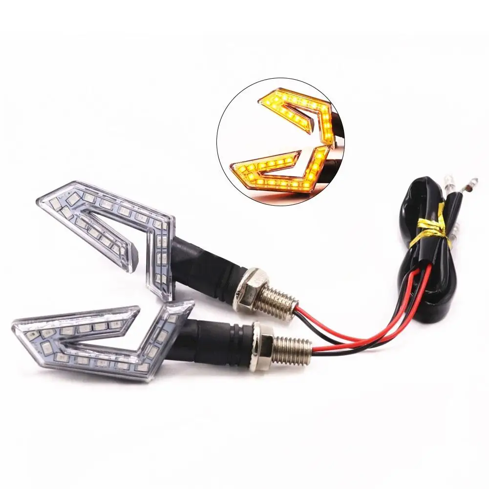 

2pcs 15LED Motorcycle Indicator Signal Light Turn Signal Highlighting Modification Yellow Light Triangle Turn Signal Light