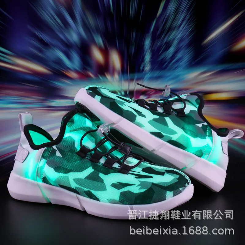 

UncleJerry Size 25-47 New Summer Led Fiber Optic Shoes for girls boys men women USB Recharge glowing Sneakers Man light up shoes