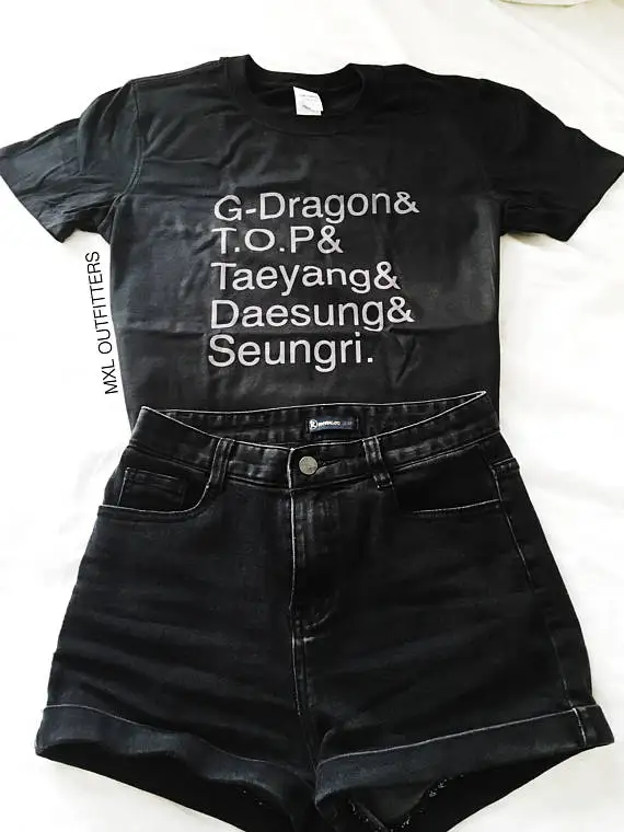 

OKOUFEN Big Bang names T-Shirt KPOP GD G-DRAGON&TOP&TAEYANG&DAESUNG&SEUNGRI tshirt korea style summer tumblr unisex tops tees