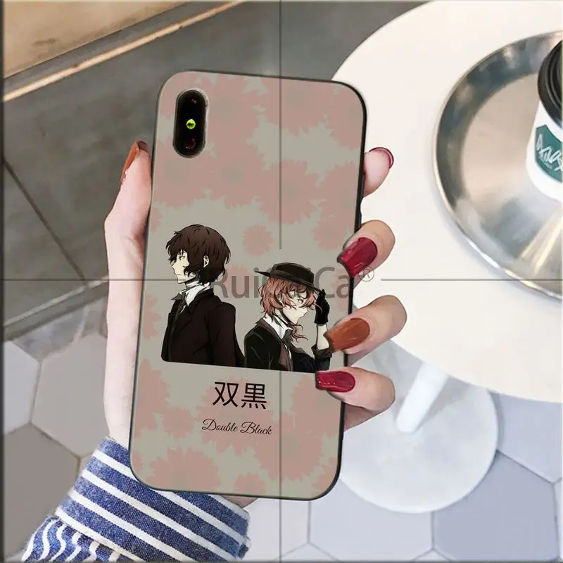 A14 Ruicaica японское аниме bungou бродячие собаки дазай Осаму мягкий черный чехол для телефона для iPhone 6S 6plus 7plus 8 8Plus X Xs MAX 5 5S XR - Цвет: A14