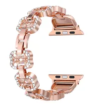 Rose Gold Bracelet Strap Watch Band for Apple Watch 38mm 42mm Crystal Diamond Stainless Steel Replacement Wrist Straps Women