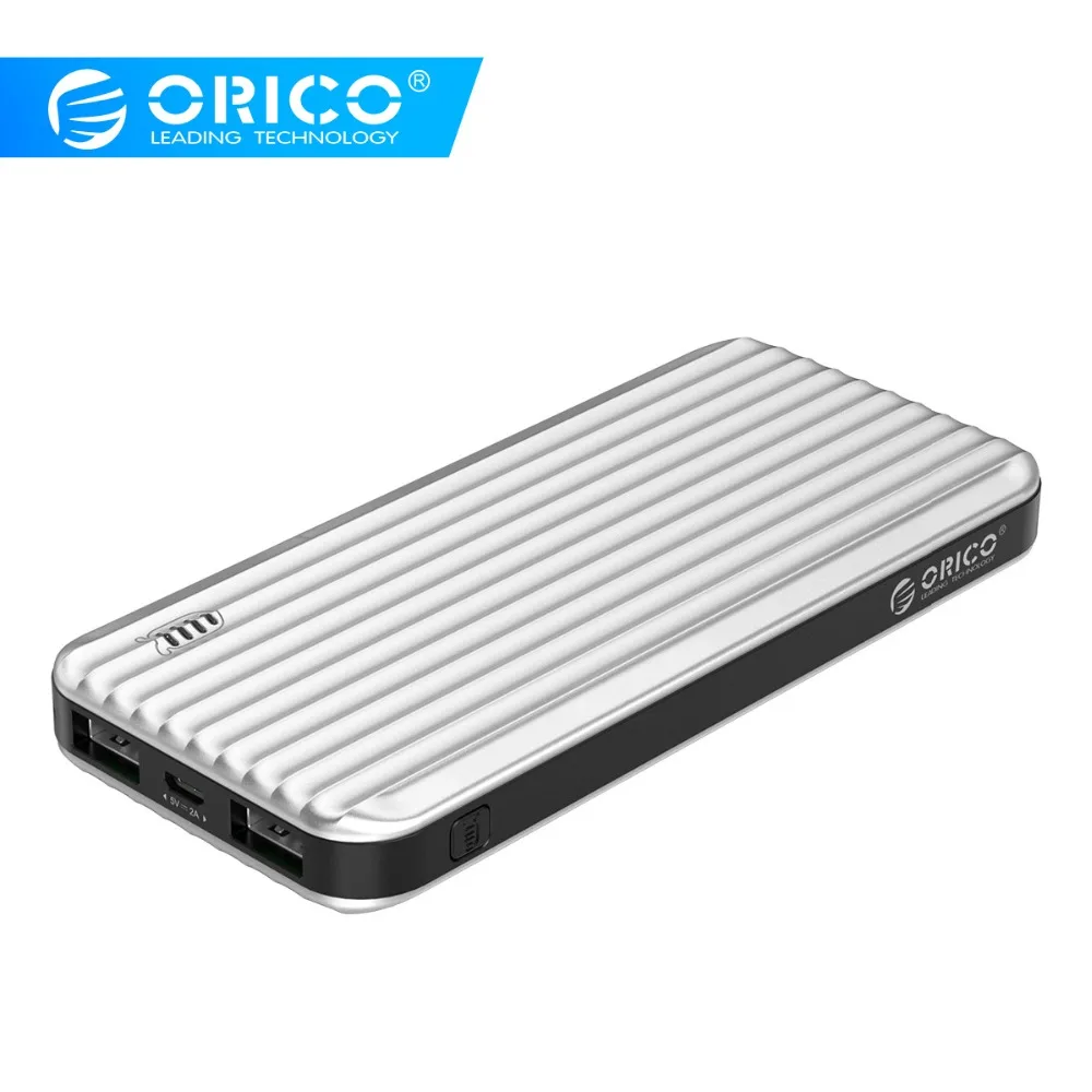 ORICO 10000 мАч Внешний аккумулятор с двумя портами 5V2A ABS светодиодный внешний аккумулятор USB телефон планшет зарядное устройство для iPhone samsung huawei