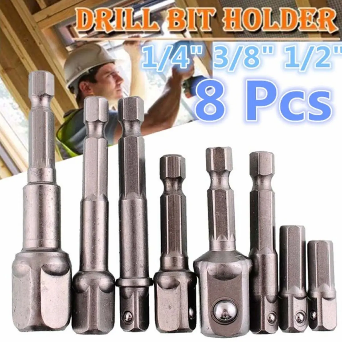 DWZ 8pcs Socket Bits Adapter Set Hex Drill Nut Driver Power Shank 1/4" 3/8" 1/2" New