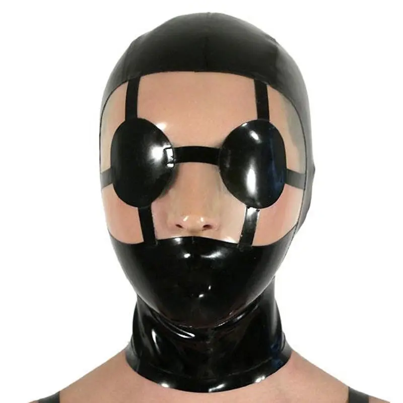 Latex Mask Rubber Hood with Back Zipper for Catsuit Party Wear Costumes 0.4mm