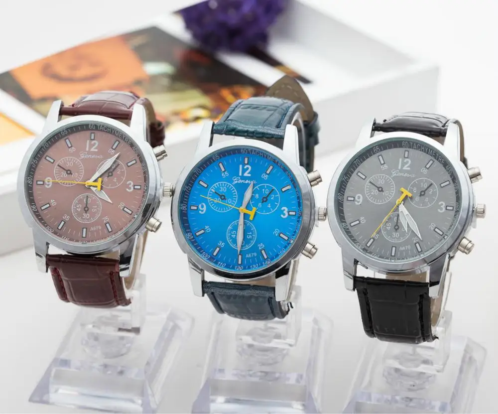 

July-Tine Mens Watches Chronograph Military Sport Leather