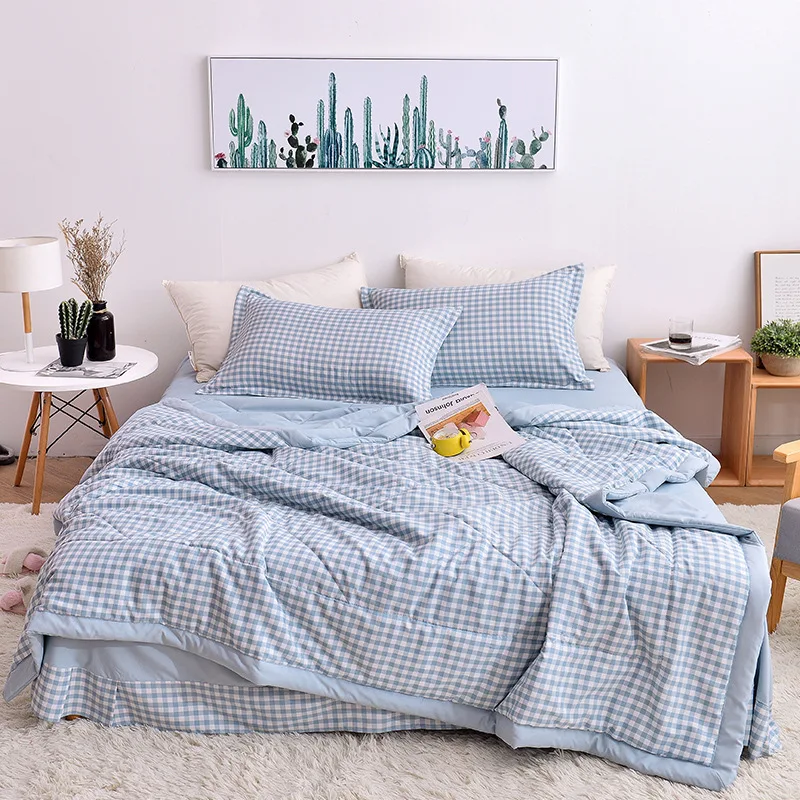

2019 New Bedding Solid Thin Summer Quilt Cotton Blankets Soft Comforter Bed Cover Quilting Suitable for Adult Kids Home Textiles