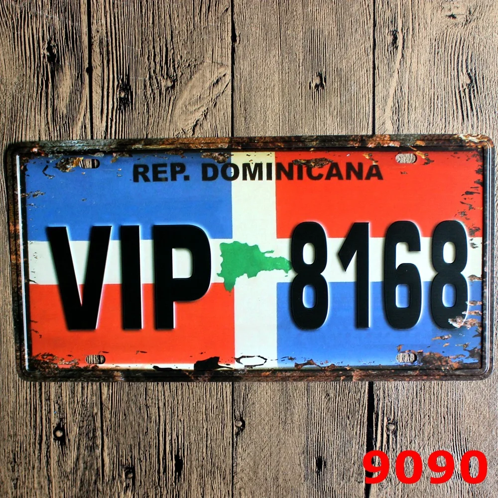 

Dominicana VIP ROOM Metal Lincense Plate 15*30CM Color Painting Tin Sign Metal Wall Stick Party or Pub Home Wall Decor