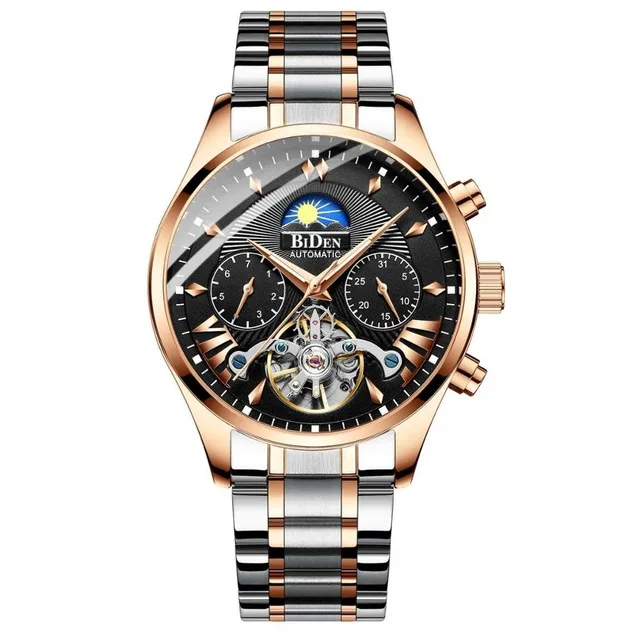 Бренд BIDEN, роскошные механические часы от ведущего бренда, Мужские автоматические часы, полностью стальные водонепроницаемые часы, мужские наручные часы, reloj hombre