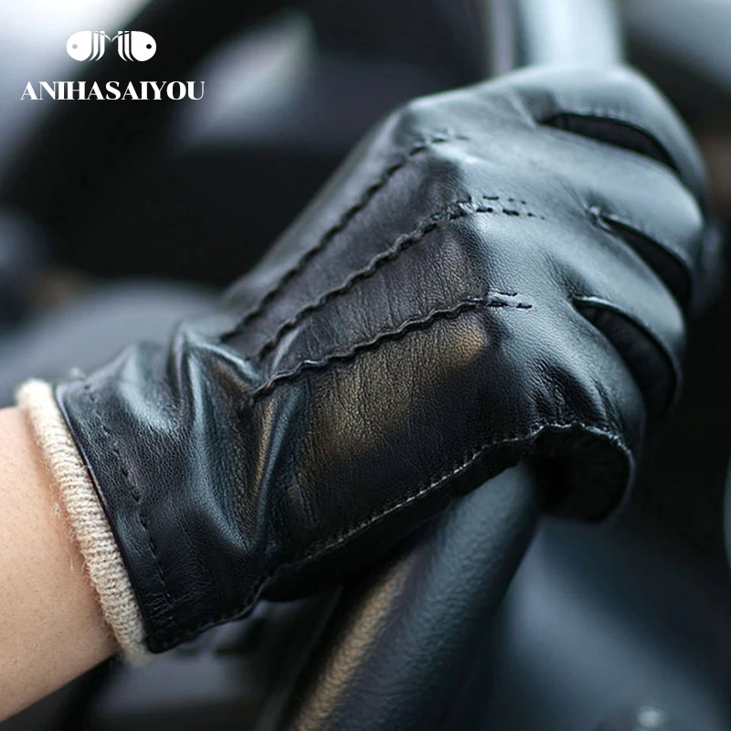 2018 модные перчатки зимние высокого качества зимние перчатки мужские новый продукт кожаные перчатки мужские из натуральной овчины