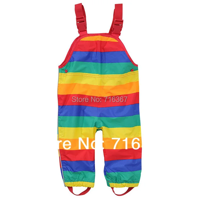 

Free Shipping- retail topomini baby girls rainbow color waterproof, windproof overalls, waterproof pants, 74 to 92(MOQ: 1pc)